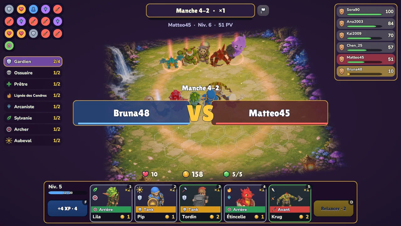 Screenshot of the Blasonia PC version: the duel announcement between two players