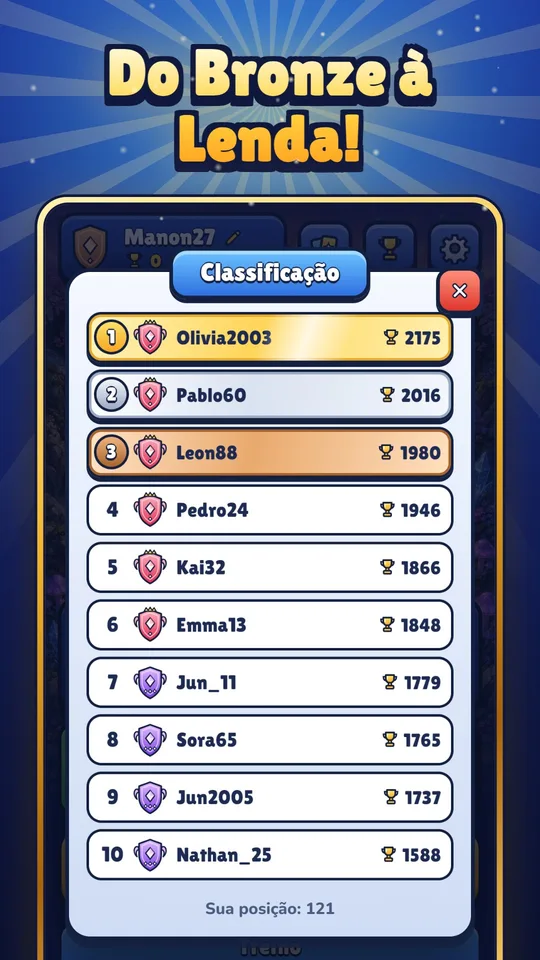 Captura de ecrã de Blasonia: As ligas, de Bronze a Lenda